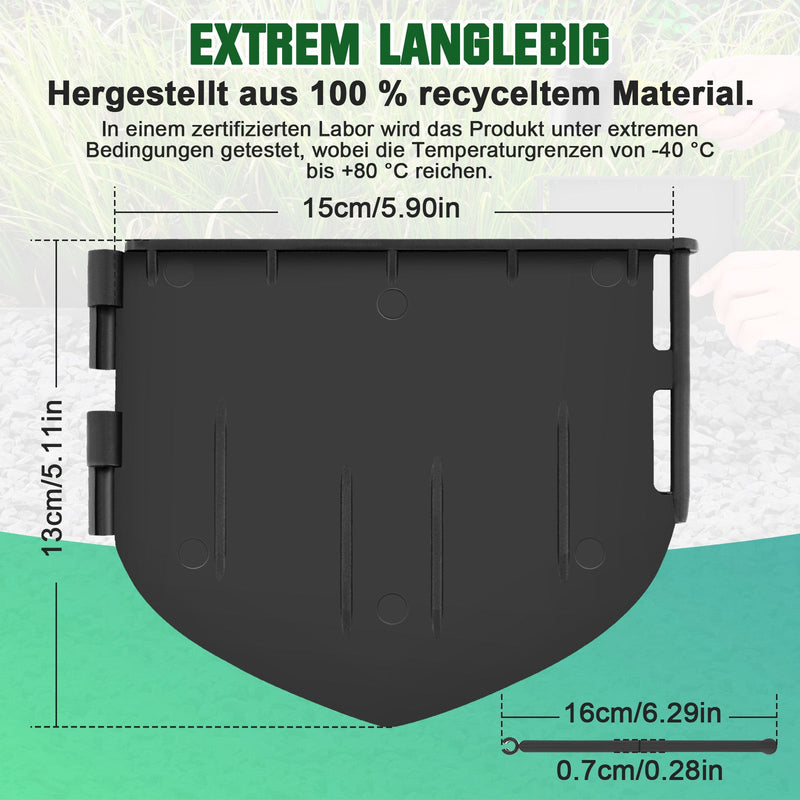 180 Stück Gartenrandstein Kunststoff Set – recyceltes PA66 GF30, UV - und frostbeständig, Stecksystem für Blumenbeete, Wege & Rasenflächen