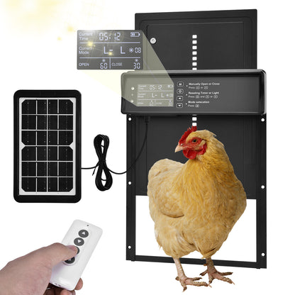 Automatische Hühnerklappe Solar - Intelligentes Hühnerstalltor mit Timer, Lichtsensor und Fernbedienung, Wetterfest (IP45)