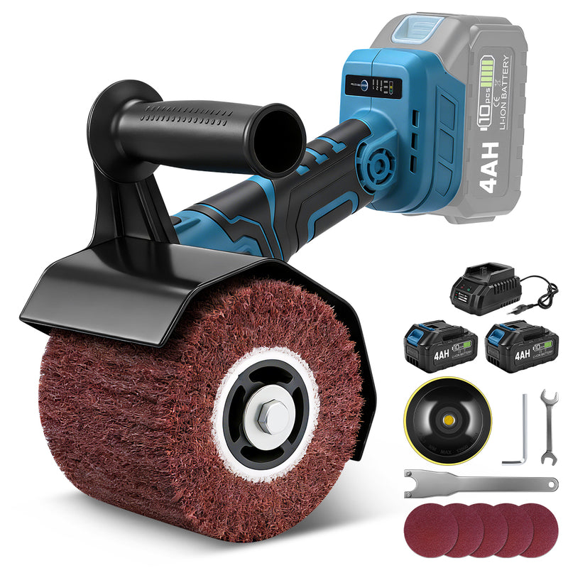 XIIW 3-in-1 Akku-Satiniermaschine 1200W, Bürstenschleifer & Poliermaschine, 2×4,0Ah Akkus, 5500–9000 U/min, M14