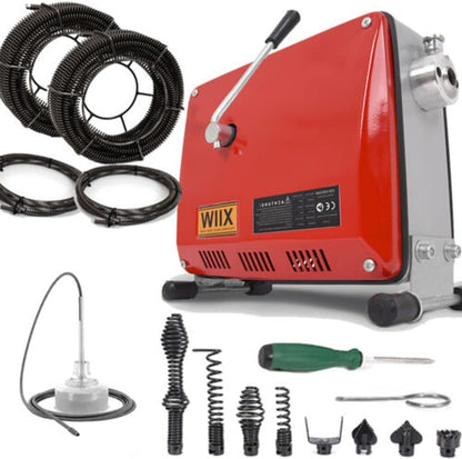 Drain Clean Rohrreinigungsgerät  39.5m Spirale | 500W 450PRMM | für Ø30-100mm Rohrleitungen | 8 Köpfe | - XIIW
