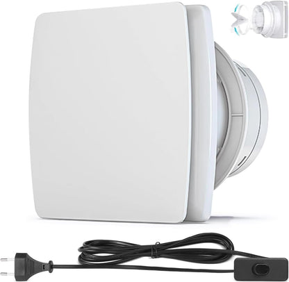Badlüfter Ø100mm Abluftventilator mit Rückstauklappe, Badezimmerlüfter 95 m³/h, 12 Watt / 34dB - XIIW