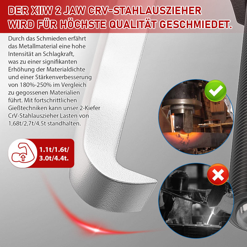 2 - Backen Abzieher aus CrV - Stahl, umkehrbar, geschmiedet, 1,68–4,5 t, für Lager & Zahnräder