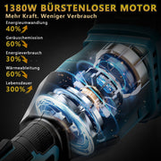 2 - in - 1 Akku Freischneider mit Bodenhacke 18 - 21V, 1380W, 23cm Arbeitsbreite, 2x 4.0Ah Akku, 7 Schneidwerkzeuge