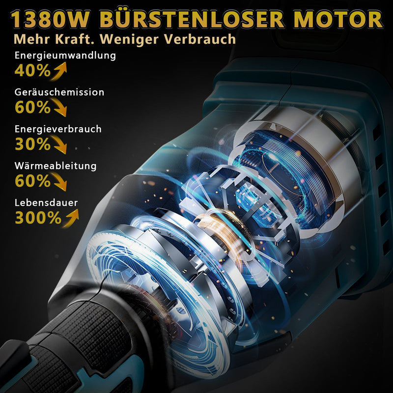 2 - in - 1 Akku Freischneider mit Bodenhacke 18 - 21V, 1380W, 23cm Arbeitsbreite, 2x 4.0Ah Akku, 7 Schneidwerkzeuge