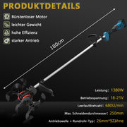 2 - in - 1 Akku Freischneider mit Bodenhacke 18 - 21V, 1380W, 23cm Arbeitsbreite, 2x 4.0Ah Akku, 7 Schneidwerkzeuge