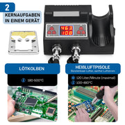 2 - in - 1 Lötstation mit Heißluft & 80W Lötkolben | 780W | PID - Temperaturregelung | Komplett - Set für SMD/BGA