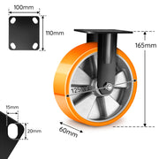 2×125mm Schwerlast - Bockrollen mit Bremse – Leise, stabil & rostfrei für Möbel, Werkstatt & Regale