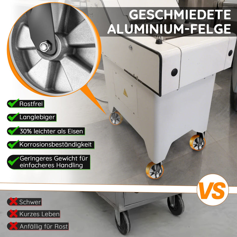 2×200mm Schwerlast - Bockrollen – Geradeaus, leise & extrem belastbar für Werkstatt, Garage & Maschinen