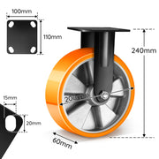 2×200mm Schwerlast - Bockrollen – Geradeaus, leise & extrem belastbar für Werkstatt, Garage & Maschinen