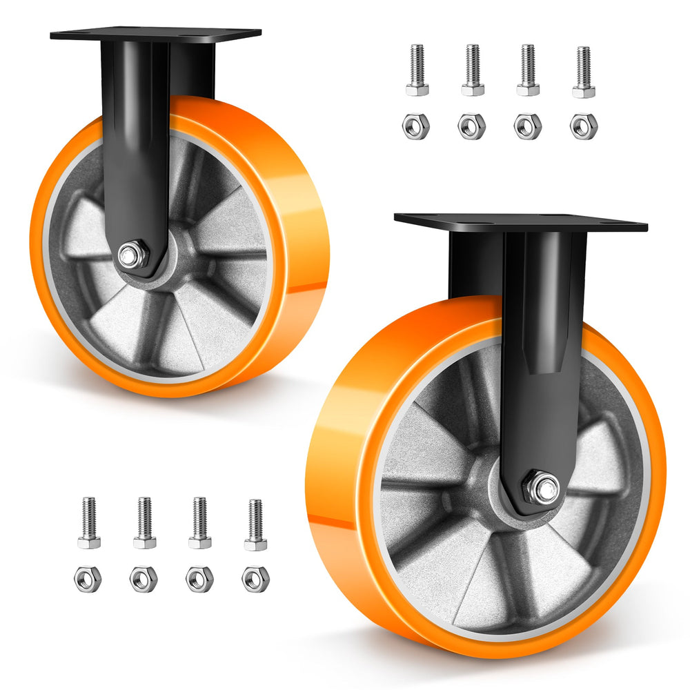2×200mm heavy-duty rigid castors – straight-running, quiet & extremely load-bearing for workshop, garage & machines