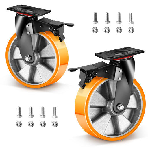 2×200mm Schwerlast - Lenkrollen mit Bremse – Extrem belastbar & leise für Werkstatt, Garage & Maschinen