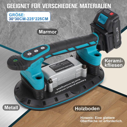 Elektrischer Fliesenrüttler mit Akku & Saugnapf – 6-Stufen Vibration | 250kg Tragkraft | Fliesenvibrator für große Wand- & Bodenfliesen (30–225cm)