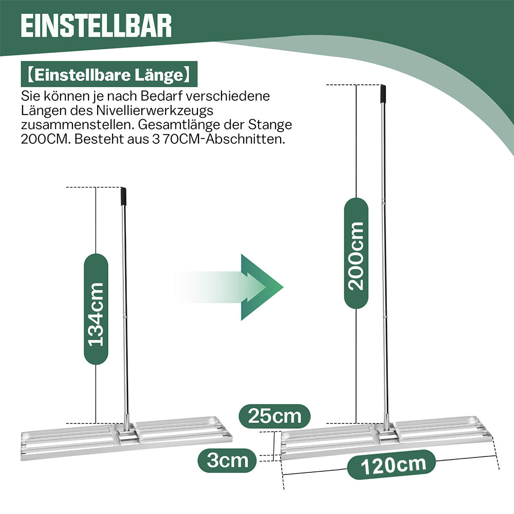 120x25 cm Edelstahl Rasen Nivellierrechen Profi Levelingrake Leveler Lawnleveling für Sanden Hinterhof Bode