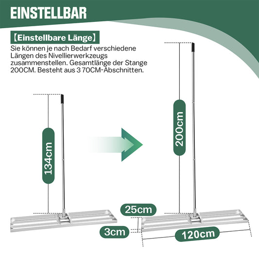 120x25 cm Edelstahl Rasen Nivellierrechen Profi Levelingrake Leveler Lawnleveling für Sanden Hinterhof Bode