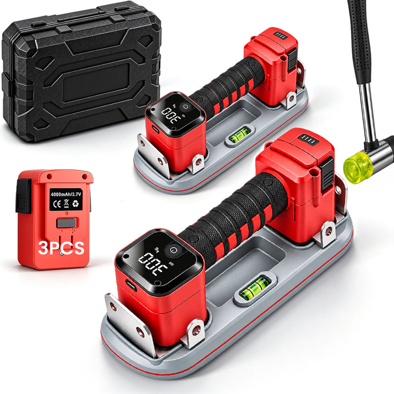 XIIW Akku Vakuumheber 2er Set, 300 kg Elektrischer Fliesenheber mit Automatischer Druckhaltung, Digitalanzeige & 4000mAh Akku