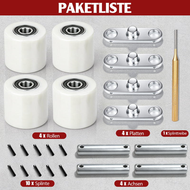 XIIW 4x Nylon Hubwagenrollen 80x70 mm, Lastrollen mit 6204 Kugellager 20 mm, Ersatzrollen für Handhubwagen bis 3000 kg
