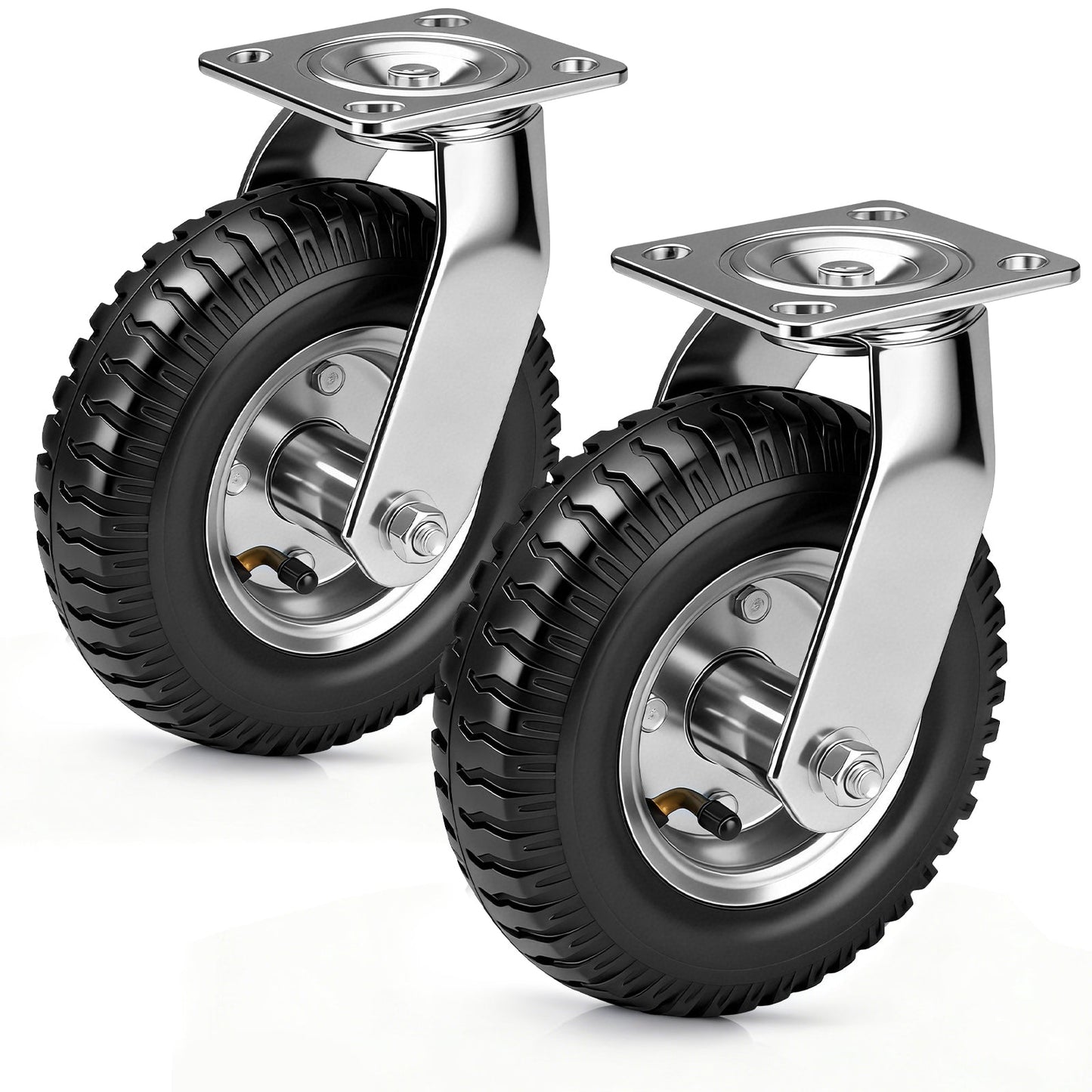 2er Set Pneumatische Lenkrollen 200mm – Geländegängig, Schwerlast, Naturkautschuk & Kugellager ohne Bremse