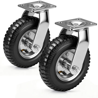 2er Set Pneumatische Lenkrollen 200mm – Geländegängig, Schwerlast, Naturkautschuk & Kugellager ohne Bremse