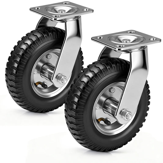 2er Set Pneumatische Lenkrollen 200mm – Geländegängig, Schwerlast, Naturkautschuk & Kugellager ohne Bremse