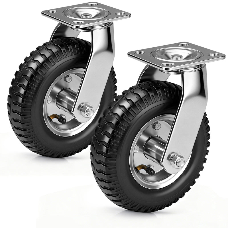 2er Set Pneumatische Lenkrollen 200mm – Geländegängig, Schwerlast, Naturkautschuk & Kugellager ohne Bremse