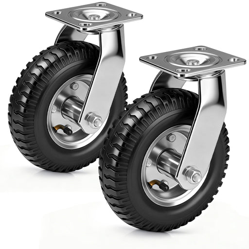 2er Set Pneumatische Lenkrollen 200mm – Geländegängig, Schwerlast, Naturkautschuk & Kugellager ohne Bremse