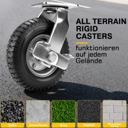 2er Set Pneumatische Lenkrollen 200mm – Geländegängig, Schwerlast, Naturkautschuk & Kugellager ohne Bremse