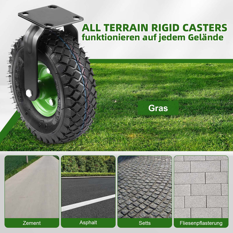 2er - Set Schwerlast - Bremsräder 250mm – feststellbar, luftgefüllt, bis 600kg – für Lager, Garten & Outdoor