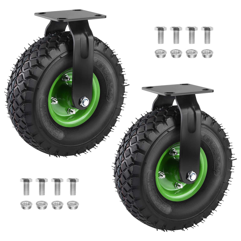 2-piece set, sturdy straight-ahead 250mm – rigid, air-filled, up to 600kg – for workshops and transport equipment