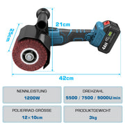3 - in - 1 Akku Satiniermaschine | Glätten, Polieren & Schleifen mit 1200W Leistung
