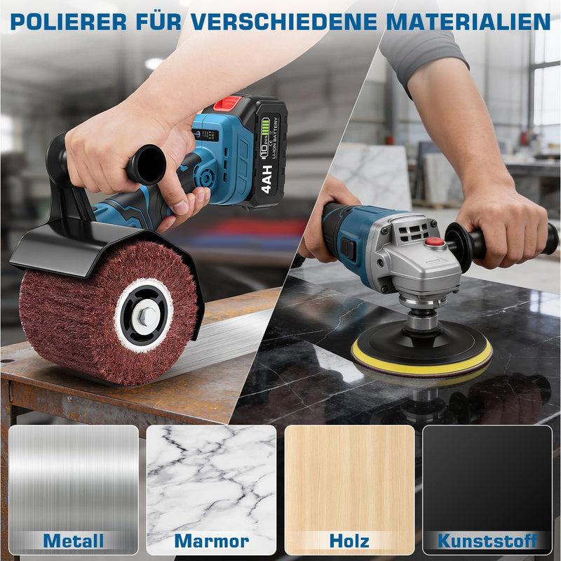 3 - in - 1 Akku Satiniermaschine | Glätten, Polieren & Schleifen mit 1200W Leistung