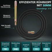 3200W Betonrüttler mit 50mm Vibrierkopf & 6m Weichwelle – Profi Betonverdichter