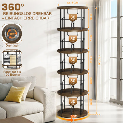 360° Drehbares Bücherregal 5 Etagen – Platzsparend, Stabil & Vielseitig