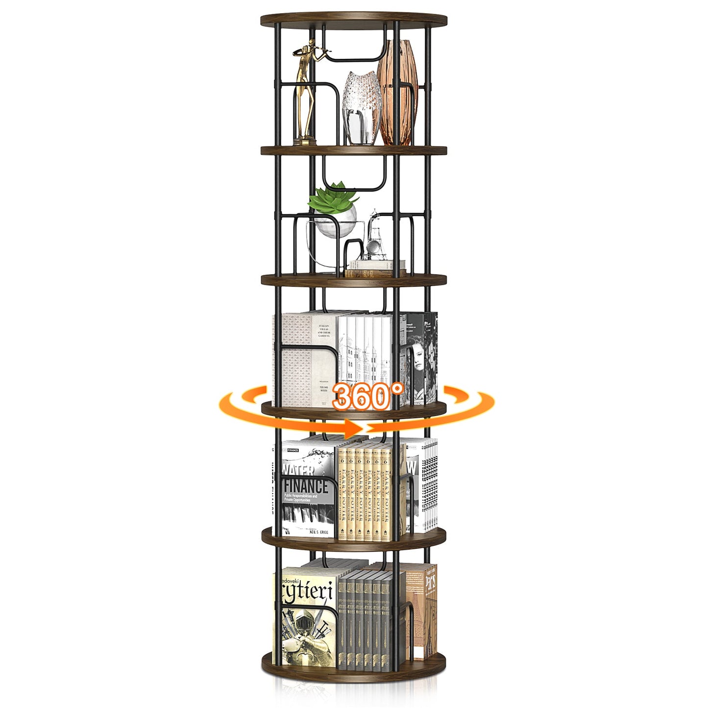 360° Drehbares Bücherregal 5 Etagen – Platzsparend, Stabil & Vielseitig