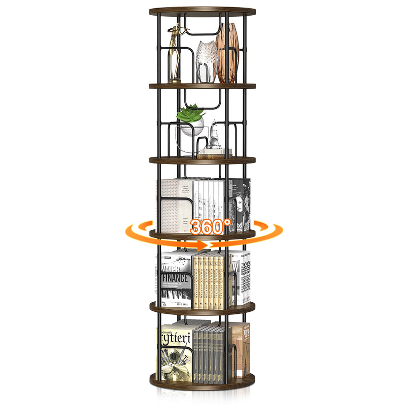 360° Drehbares Bücherregal 5 Etagen – Platzsparend, Stabil & Vielseitig