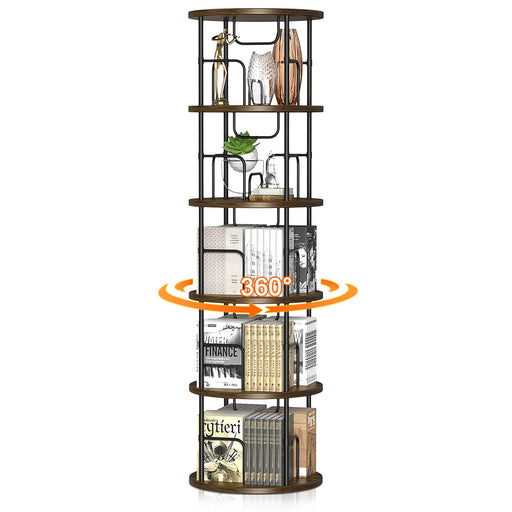 360° Drehbares Bücherregal 5 Etagen – Platzsparend, Stabil & Vielseitig