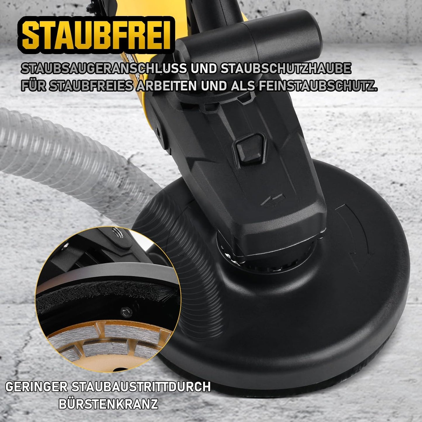 3800W Betonschleifer inkl. Lange Handgriff mit Ø180mm Diamantschleiftopf