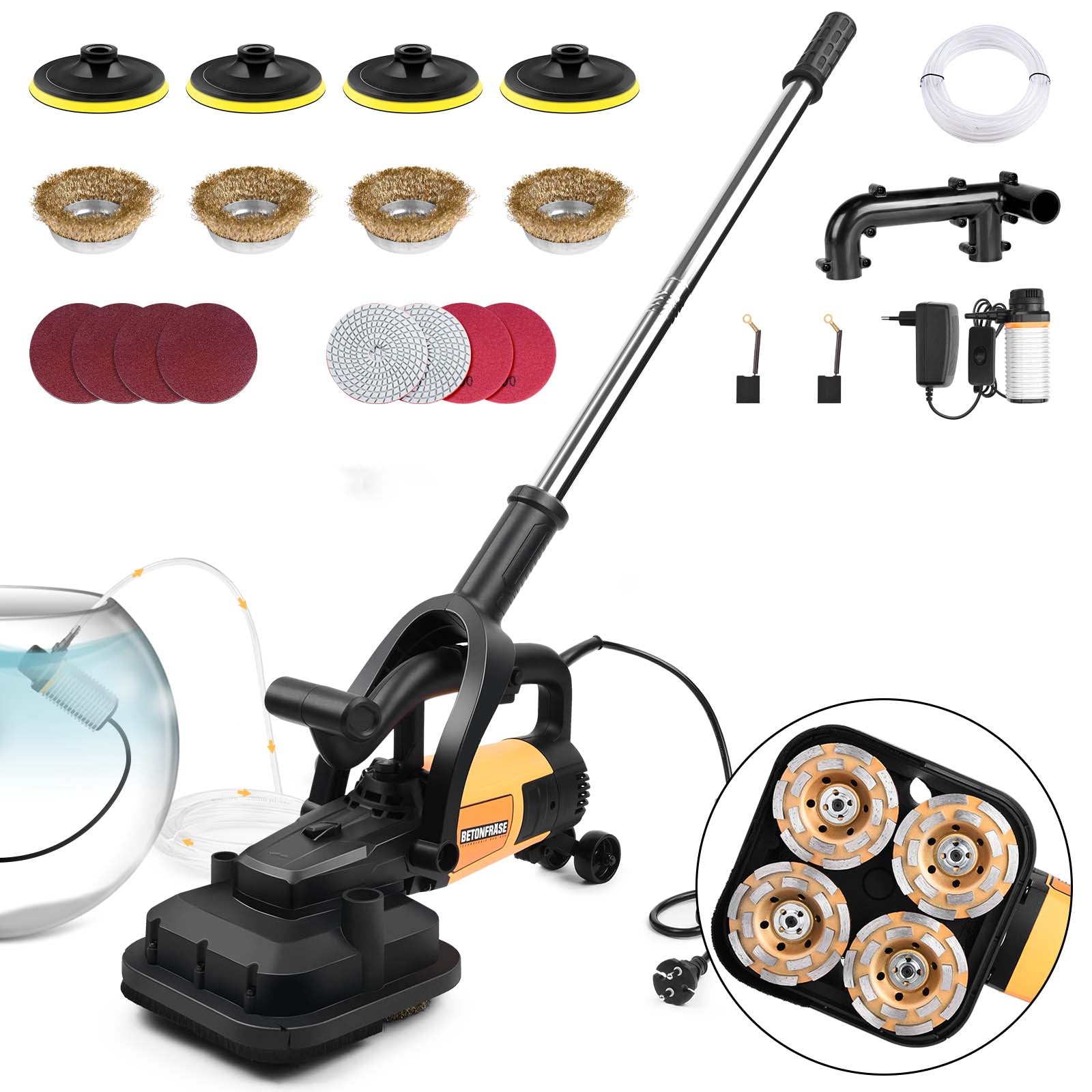 3800W Betonschleifer – Multifunktionale Schleifmaschine mit Staubabsaugung für Beton,Metall – Ergonomisch für Profi & DIY
