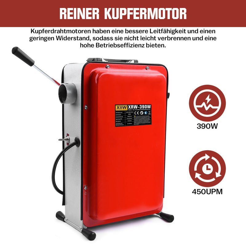 390W Rohrreinigungsmaschine mit 12m Ø16mm, 10m Ø8mm Spirale für Ø20 - 100mm Rohrleitungen 450U/M