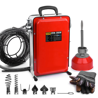 390W Rohrreinigungsmaschine mit 12m Ø16mm, 10m Ø8mm Spirale für Ø20 - 100mm Rohrleitungen 450U/M