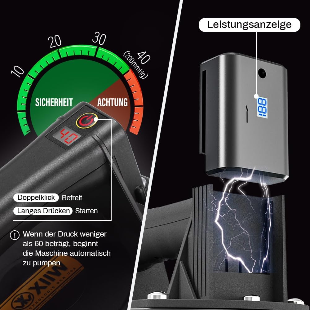 Elektrischer Saugheber mit Akku Max. 300KG mit LCD Manometer 8 Zoll Vakuum Starker Saugnapf