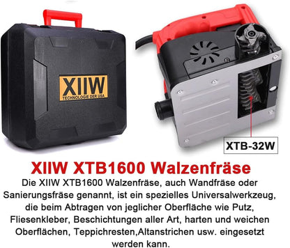 XIIW Wandschleifer – Elektrisches Schleifgerät mit 1600W Leistung & Hartmetall-Frästrommel für Wand & Boden