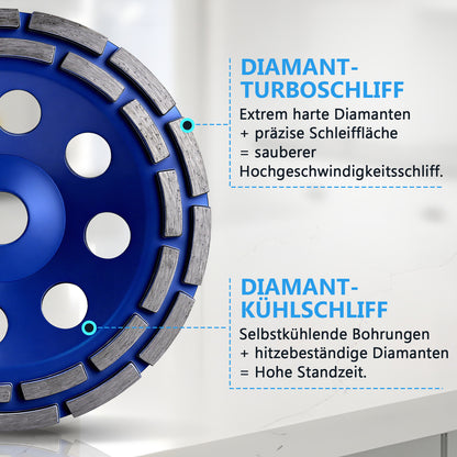 Premium Diamant-Turboschleifscheibe 100 mm mit 20 mm Bohrung für Winkelschleifer