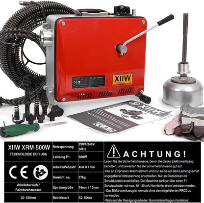 Drain Clean Rohrreinigungsgerät  39.5m Spirale | 500W 450PRMM | für Ø30-100mm Rohrleitungen | 8 Köpfe | - XIIW