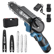 4 - Zoll Akku Mini Kettensäge – Leichte kabellose Gartensäge mit 350W Motor, 60 Min Laufzeit, ideal für Äste & Holzschnitt im Garten