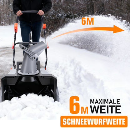 Kabelloser Elektrischer Schneefräser 1500W – 46cm Breite, 40V Akku, Leicht & Leistungsstark für Gehwege, Fahrbahnen & Gärten