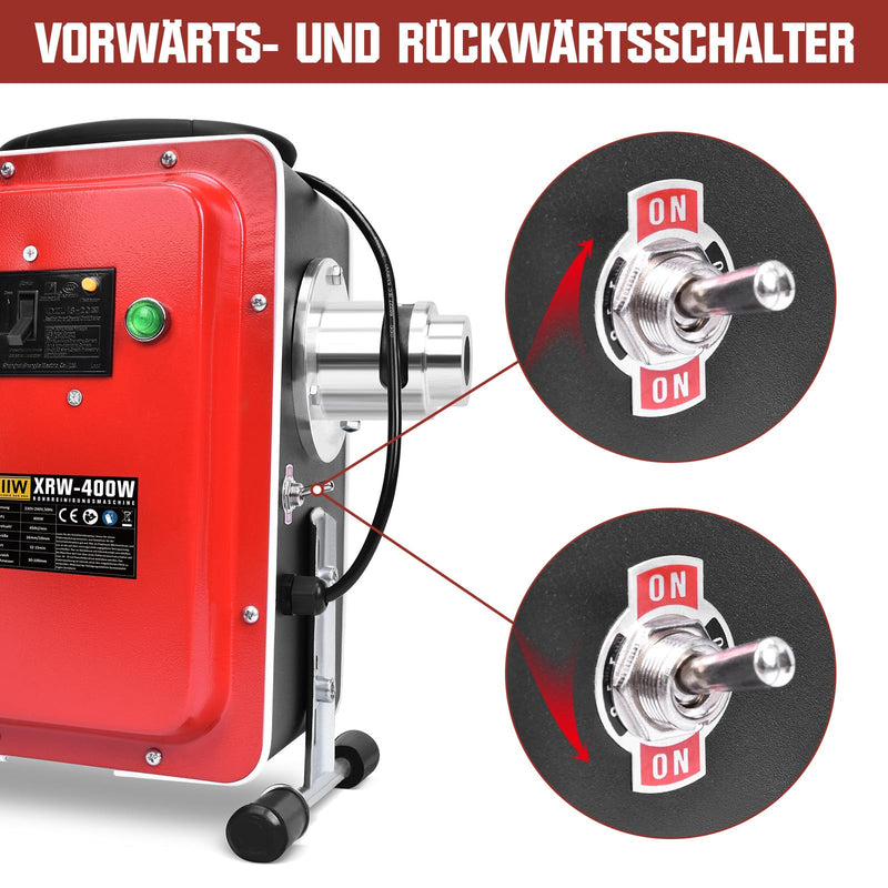 400W Rohrreinigungsmaschine – Elektrischer Abflussreiniger für 30–100mm Rohre mit Spiralen & Bohrköpfen