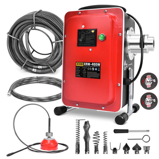 400W Rohrreinigungsmaschine – Elektrischer Abflussreiniger für 30–100mm Rohre mit Spiralen & Bohrköpfen