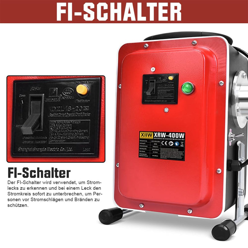 400W Rohrreinigungsmaschine – Elektrischer Abflussreiniger für 30–100mm Rohre mit Spiralen & Bohrköpfen