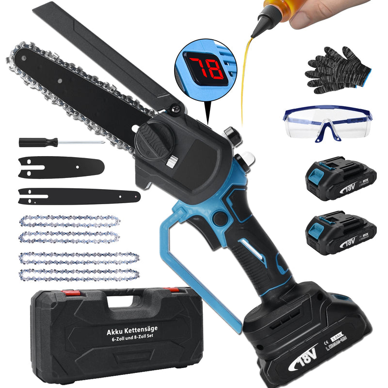 450W Mini Akku Kettensäge – leicht, bürstenloser Motor, Garten & DIY