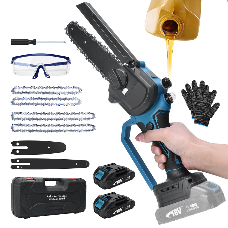 450W Mini Akku Kettensäge – leicht, bürstenloser Motor, Garten & DIY